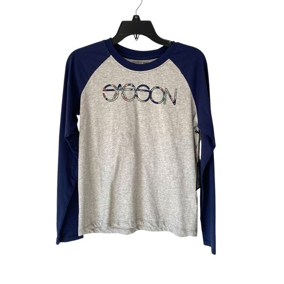 Johnny Was Sasson Baseball Raglan NWTs T-Shirt size small Blue Gray - Picture 2 of 11